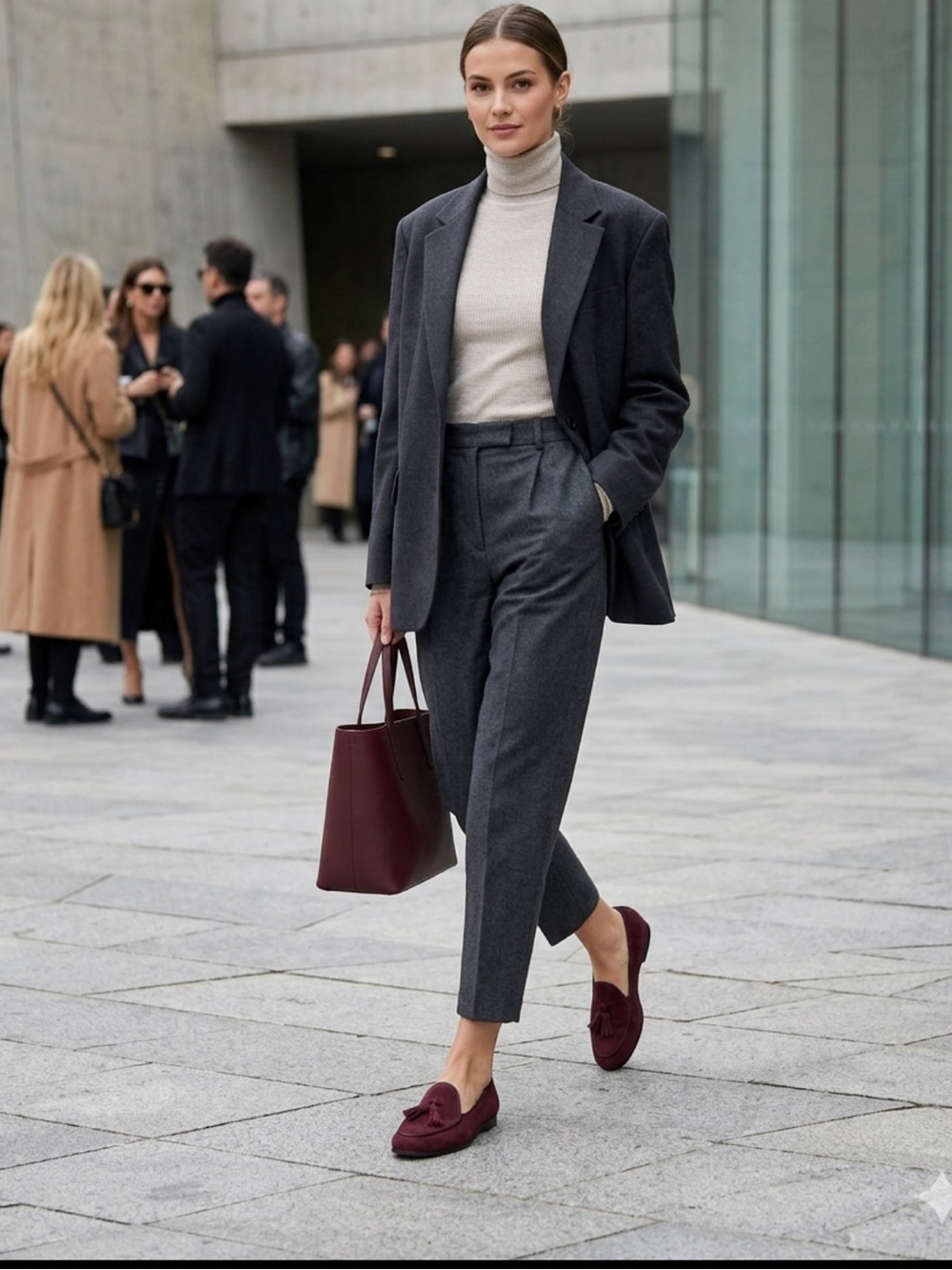 Journey West, Women's Tassel Loafers in Deep Wine Suede.